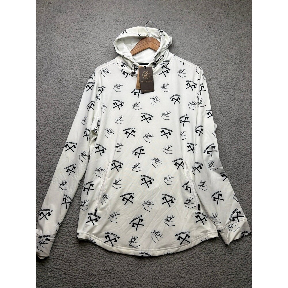Swannies Golf rare Lumberjack Elk horn printed performance pullover nwt sz m